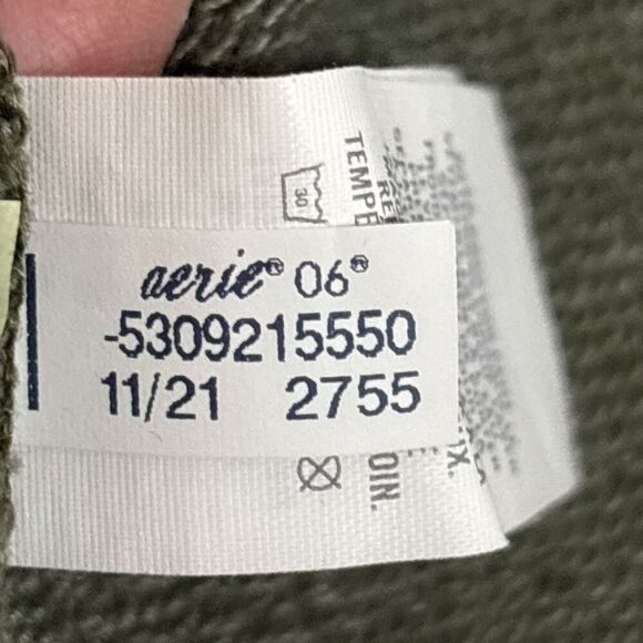 Aerie Down To Earth Crewneck Distressed Sweatshirt Women's Size XS Olive Green - Picture 16 of 16